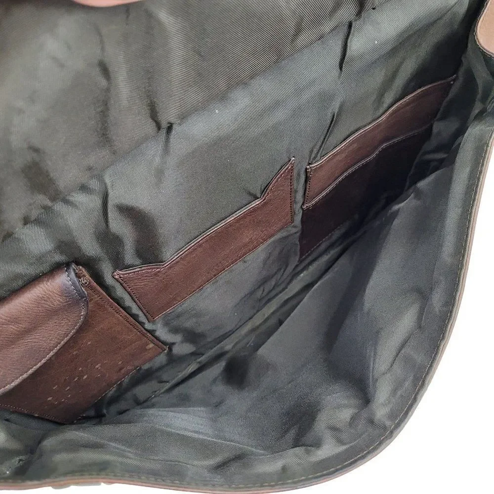 Vintage 80's Wilsons Leather Briefcase Leather Adventure Core Indian Jones Brown